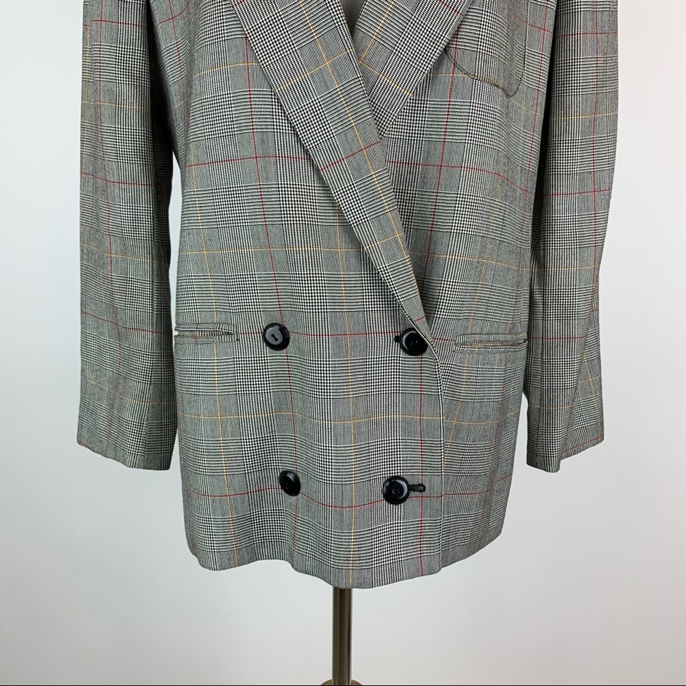 Vintage Jones Wear Plaid Double Breasted Blazer Sz 8 - Picture 3 of 14
